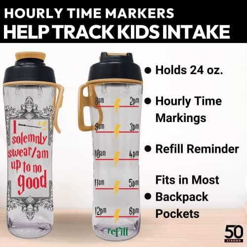 50 בקבוק מים חזקים לילדים עם זמנים לשתייה | 24oz בקבוקי מים ניתנים לשימוש חוזר ללא BPA עם סמן זמן | עיצוב פלסטי
